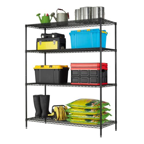 Hyper Tough 24 Dx60 Wx72 H 4 Shelf Commercial Wire Shelving Black Steel Each Shelf Capacity 1000 lbs