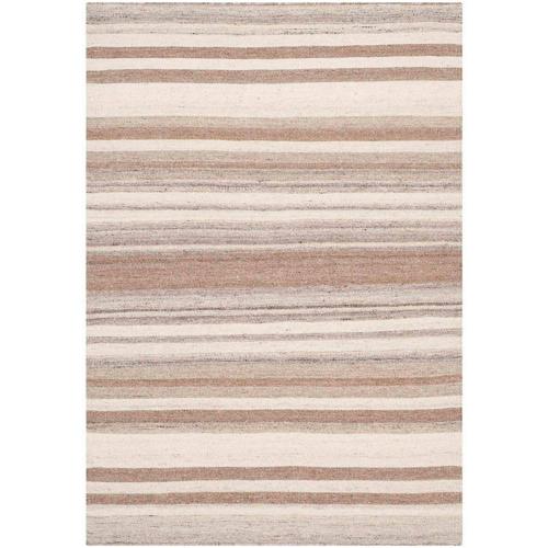 SAFAVIEH Dhurrie Tom Striped Moroccan Wool Area Rug, Natural/Camel, 2'6*4'