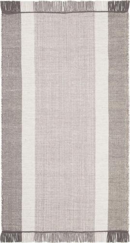 SAFAVIEH Montauk Collection MTK301A Handmade Flatweave Boho Farmhouse Cotton Stripe Fringe Entryway Living Room Foyer Bedroom Kitchen Accent Rug, 3*5, Ivory/Grey 3*5 Ivory / Grey