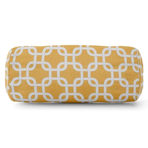 Majestic Home Goods Indoor Outdoor Yellow Links Round Bolster Decorative Throw Pillow 18.5 in L*8 in W*8 in H