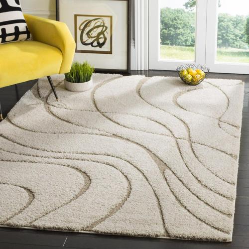 SAFAVIEH Florida Tamzen Abstract Shag Area Rug, Cream/Beige, 5'3*7'6