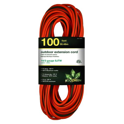 GoGreen Power (GG-13800) 14/3 100a SJTW Outdoor Extension Cord, Lighted Extension Cord, 100 Ft