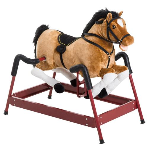 Qaba Vintage Spring Rocking Horse Kids Riding Toy W/ Sound