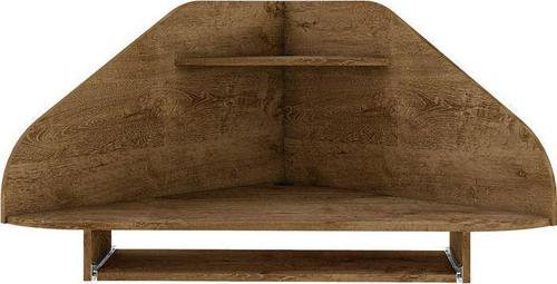 Manhattan Comfort Bradley Floating Corner Desk with Keyboard Shelf in Rustic Brown