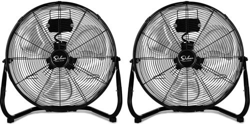 Simple Deluxe 20 inch 3-Speed High Velocity Heavy Duty Metal Industrial Floor Fans Oscillating Quiet for Home, Commercial, Residential, and Greenhouse Use, Outdoor/Indoor, Black, 2-Pack