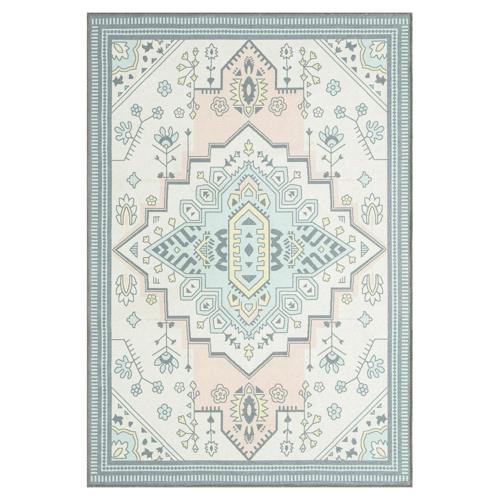 Hopscotch Persian Medallion Printed Microfiber Indoor Area Rug, Multi, 4.5'*6.5'