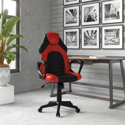 SHUAIGEGE Gaming Office Chair with Faux Leather,Red