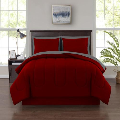 Mainstays Red 6 Piece Bed in a Bag Comforter Set With Sheets, Twin