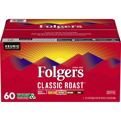 Folgers Classic Roast K-Cup Pods, Medium Roast Coffee, 60 Count