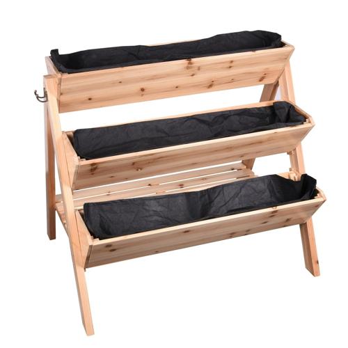 Expert Gardener 3-Tiers Wood Garden Bed - Natural Solid Wood Structure, 36 IN L*29.5 IN W*33.5 IN H