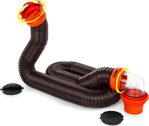 RhinoFLEX 15' Sewer Hose Kit w/4N1,Elbow, Caps