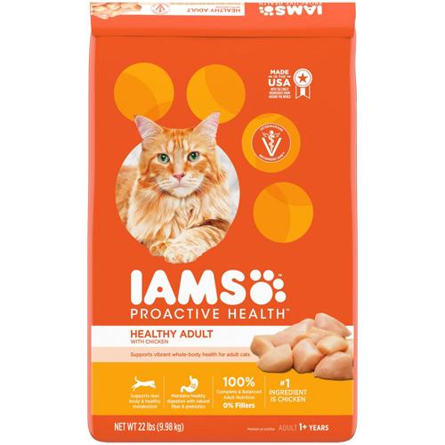 IAMS PROACTIVE HEALTH Healthy Adult Dry Cat Food with Chicken, 22 lb. Bag