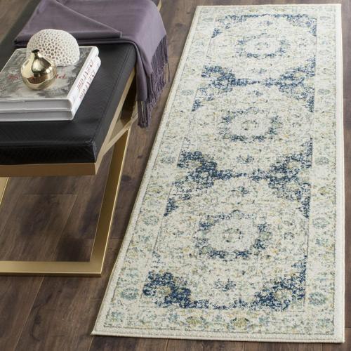 SAFAVIEH Evoke Teale Traditional Runner Rug, Ivory/Blue, 2'2*11'