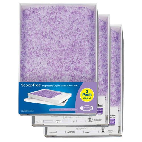 PetSafe ScoopFree Replacement Lavender Scented Crystal Litter Tray, 3-Pack Easy Cleanup with Disposable Tray Includes Leak Protection and Low Tracking Litter