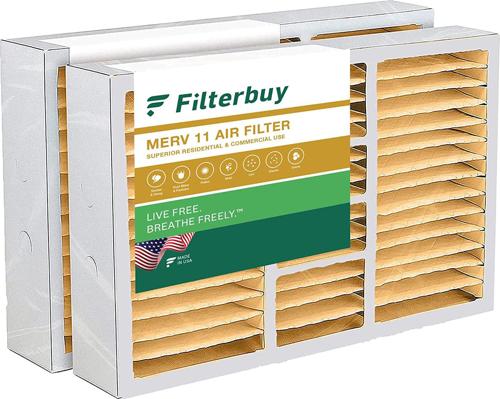 Filterbuy 16x25x5 MERV 11 Pleated HVAC AC Furnace Air Filters for Honeywell, Lennox, Carrier, Air Kontrol, Bryant, Day and Night, and Payne (2-Pack)