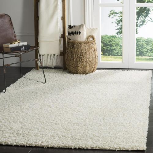 SAFAVIEH Athens Solid Plush Shag Area Rug, White, 8'*10'