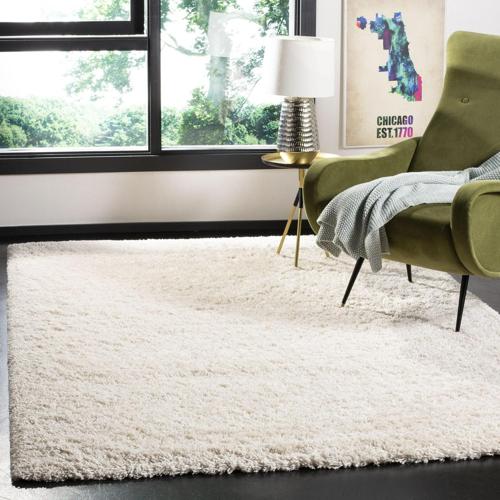 SAFAVIEH Royal Hartley Solid Plush Shag Area Rug, Beige, 4'*6'