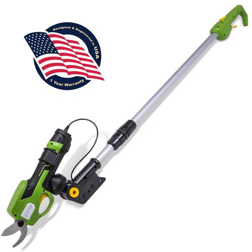 SereneLife PSPR190 - Cordless Power Pruner with Telescopic Handle - Pruning Shear Powered Garden Electric Pole Pruner