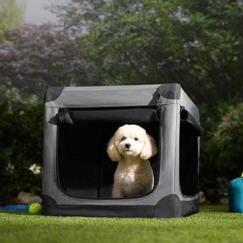 Frisco 36-Inch Indoor & Outdoor 3-Door Collapsible Soft-Sided Dog & Small Pet Crate, Dark Gray