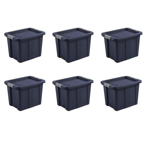 Sterilite 18 Gallon Latching Tuff1 Tote Plastic, Dark Indigo, Set of 6