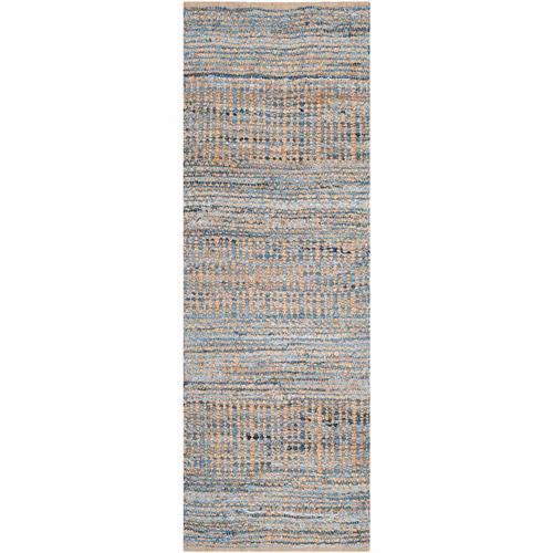 SAFAVIEH Cape Cod Gladwyn Braided Striped Jute Runner Rug, Natural/Blue, 2'3*8'