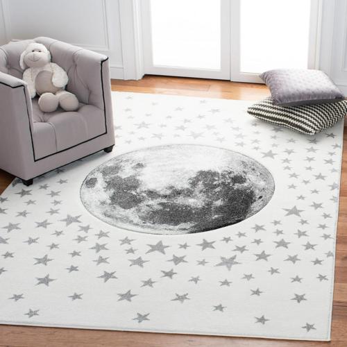 SAFAVIEH Carousel Kids Moon in the Stars Area Rug, Ivory/Grey, 5'3*7'6