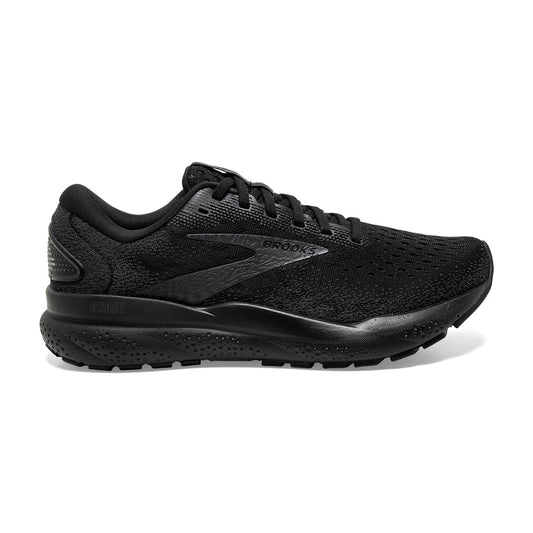 Men's Brooks Ghost 16, Black/Black/Ebony, 9 D Medium