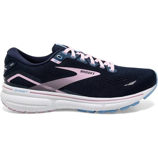 Women's Brooks Ghost 15, Peacoat/Pink/Open Air, 9 B Medium