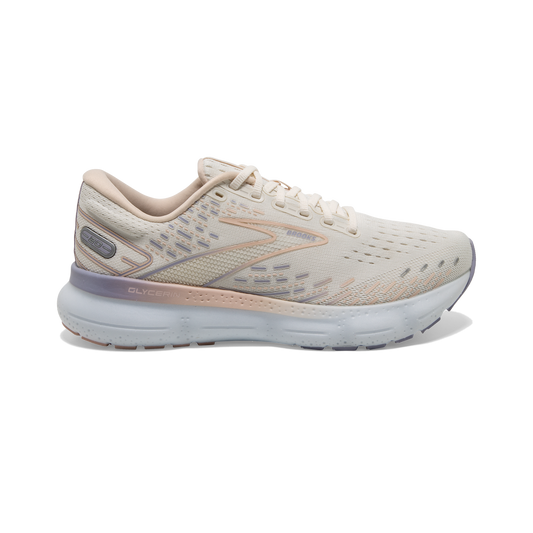 Women's Brooks Glycerin 20, Snow White/Blush/Cosmic Sky, 8.5 B Medium