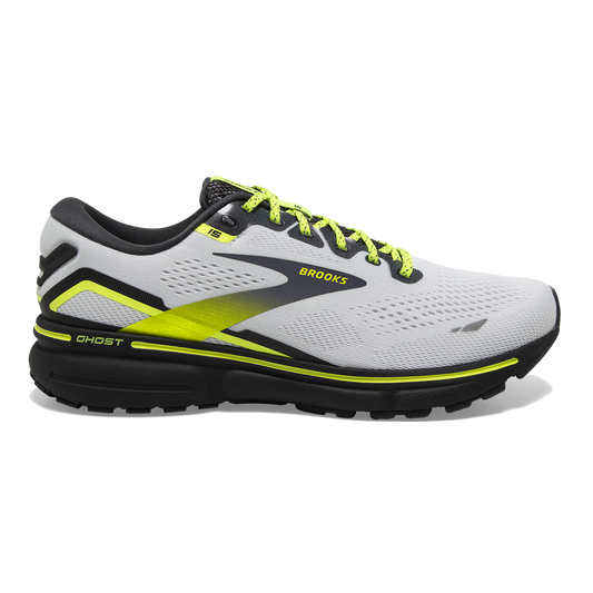 Women's Brooks Ghost 15, White/Ebony/Nightlife, 11 B Medium